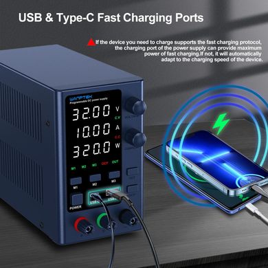 Wanptek EPS3010 32В 10А CC/CV + USB Quick charge Лабораторний регульований блок живлення