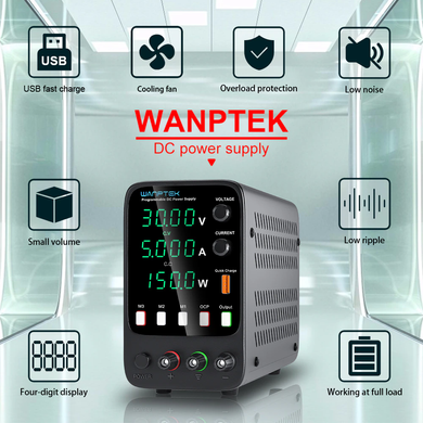 Лабораторний регульований блок живлення Wanptek APS305H 30В 5А  CC/CV + USB Quick charge